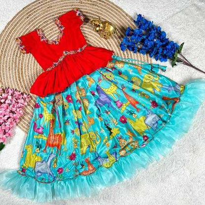 Soft Chinon Kesh109 Rrkt79 Kids Wear  Kids Lehengas