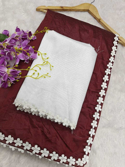 Soft Cotton Kesh189 Cotton -1 Sarees  Fancy Cotton Linen Work Lace Border Sarees