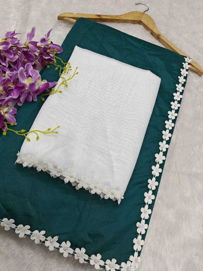 Soft Cotton Kesh189 Cotton -1 Sarees  Fancy Cotton Linen Work Lace Border Sarees