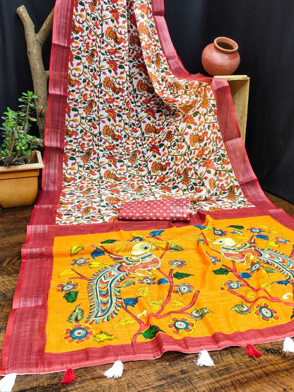 Soft Cotton Kesh203 Mtw17 Sarees  Printed Cotton Linen Ladies Sarees