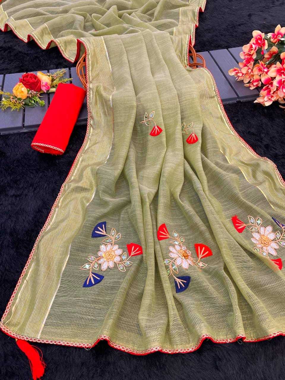 Soft Cotton Rin128 Rjk83 Sarees  Cotton Linene Kota Doria Mirror Work Cotton Sarees