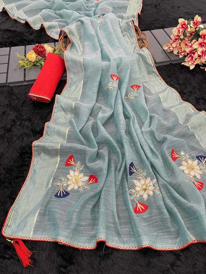 Soft Cotton Rin128 Rjk83 Sarees  Cotton Linene Kota Doria Mirror Work Cotton Sarees