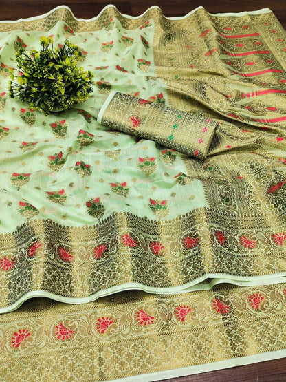 Soft Cotton Rin150 Rmnx03 Sarees  Cotton Linen Work Zari Border Sarees