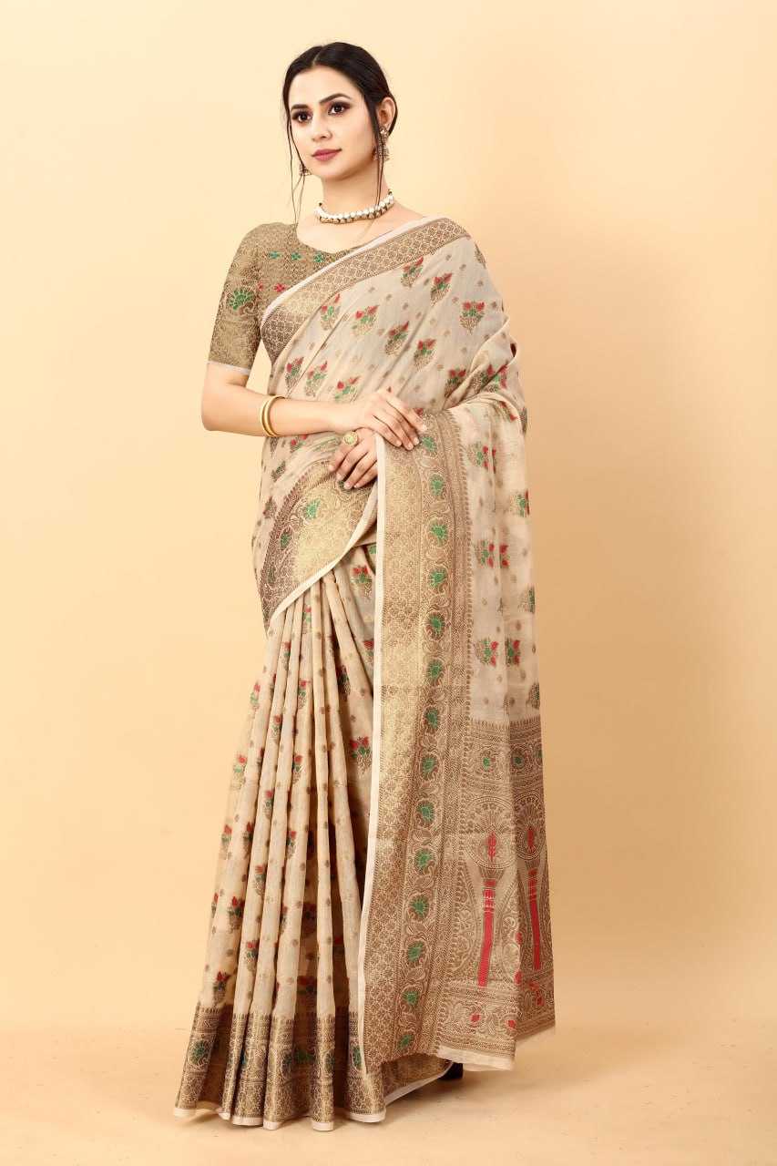 Soft Cotton Rin150 Rmnx03 Sarees  Cotton Linen Work Zari Border Sarees