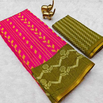 Soft Cotton Rin168 Rkc43 Sarees  Printed Cotton Linen Ladies Sarees