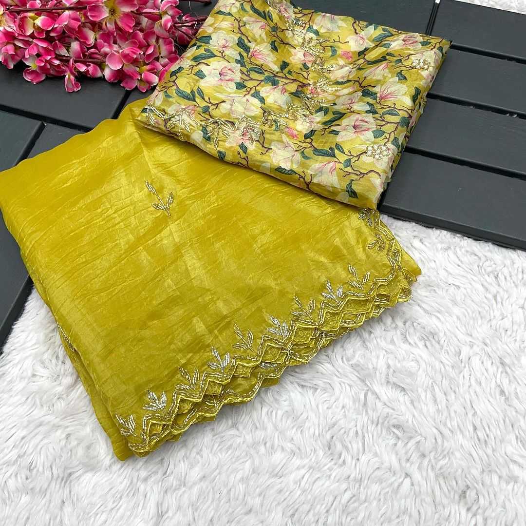 Soft Cursh Ape 47 Sarees  Party Wear Fancy Hand Work Sarees