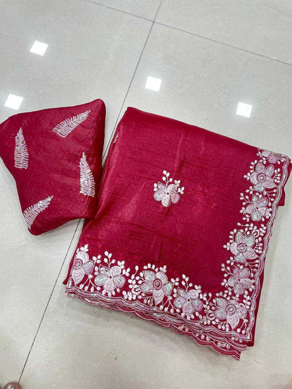 Soft Cursh Rie 04 Sarees  Fancy Sequence Embroidered Sarees