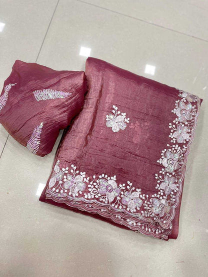 Soft Cursh Rie 04 Sarees  Fancy Sequence Embroidered Sarees