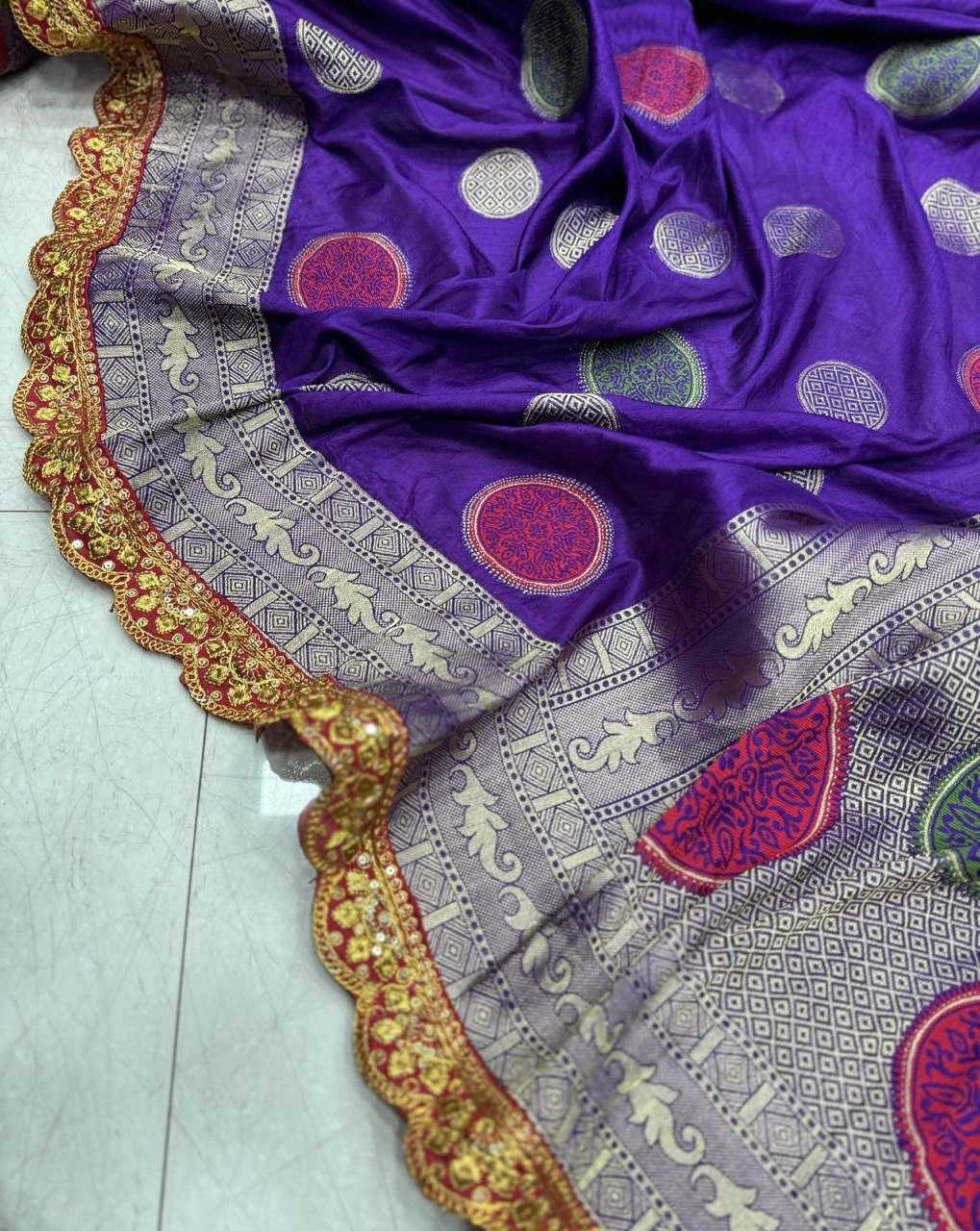 Soft Dola Kesh162 Vrt09 Silk Sarees  Dola Silk Pure Zari Silk Embroidered Silk Pure Silk With Gold Borders Purple Silk Sarees