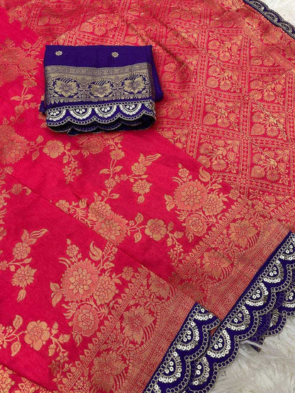 Soft Dola Rin124 Rie07 Sarees  Printed Cutwork Zari Border Viscose Sarees