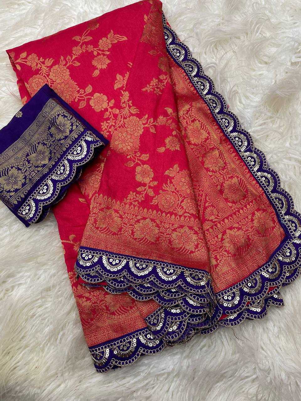 Soft Dola Rin124 Rie07 Sarees  Printed Cutwork Zari Border Viscose Sarees