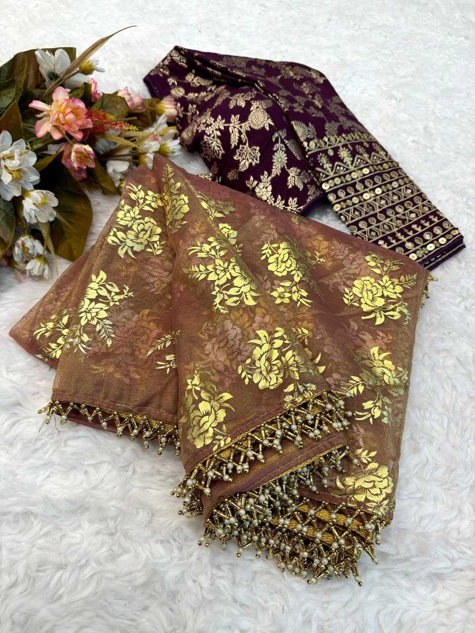 Soft Gold Crush Kesh162 Vrt23 Sarees  Fancy Work Embroidered Zari Sarees With Blouse