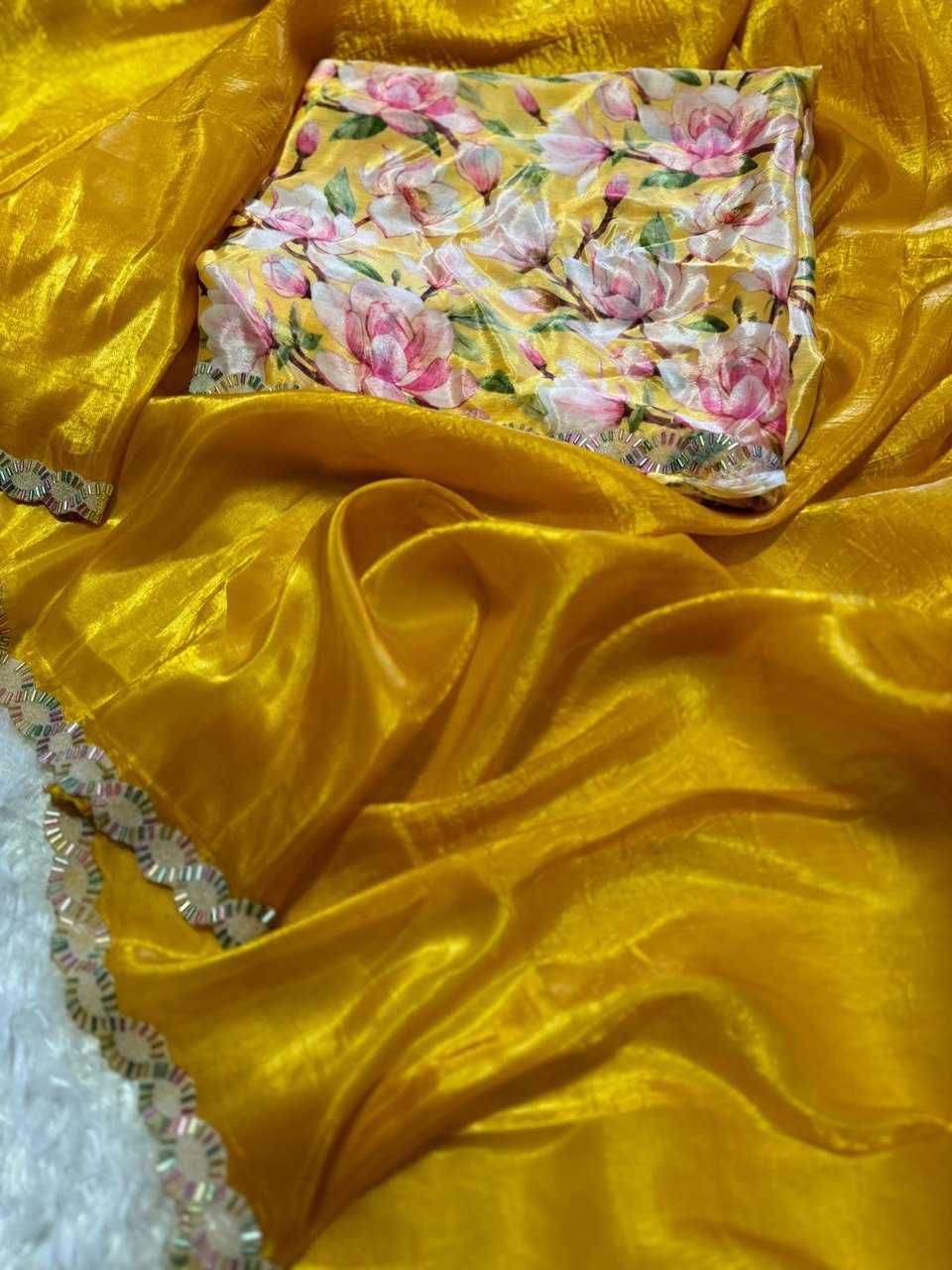 Soft Gold Crush Kesh162 Vrt37 Sarees  Hand Work Plain Solid Lace Border Cutwork Silk Sarees