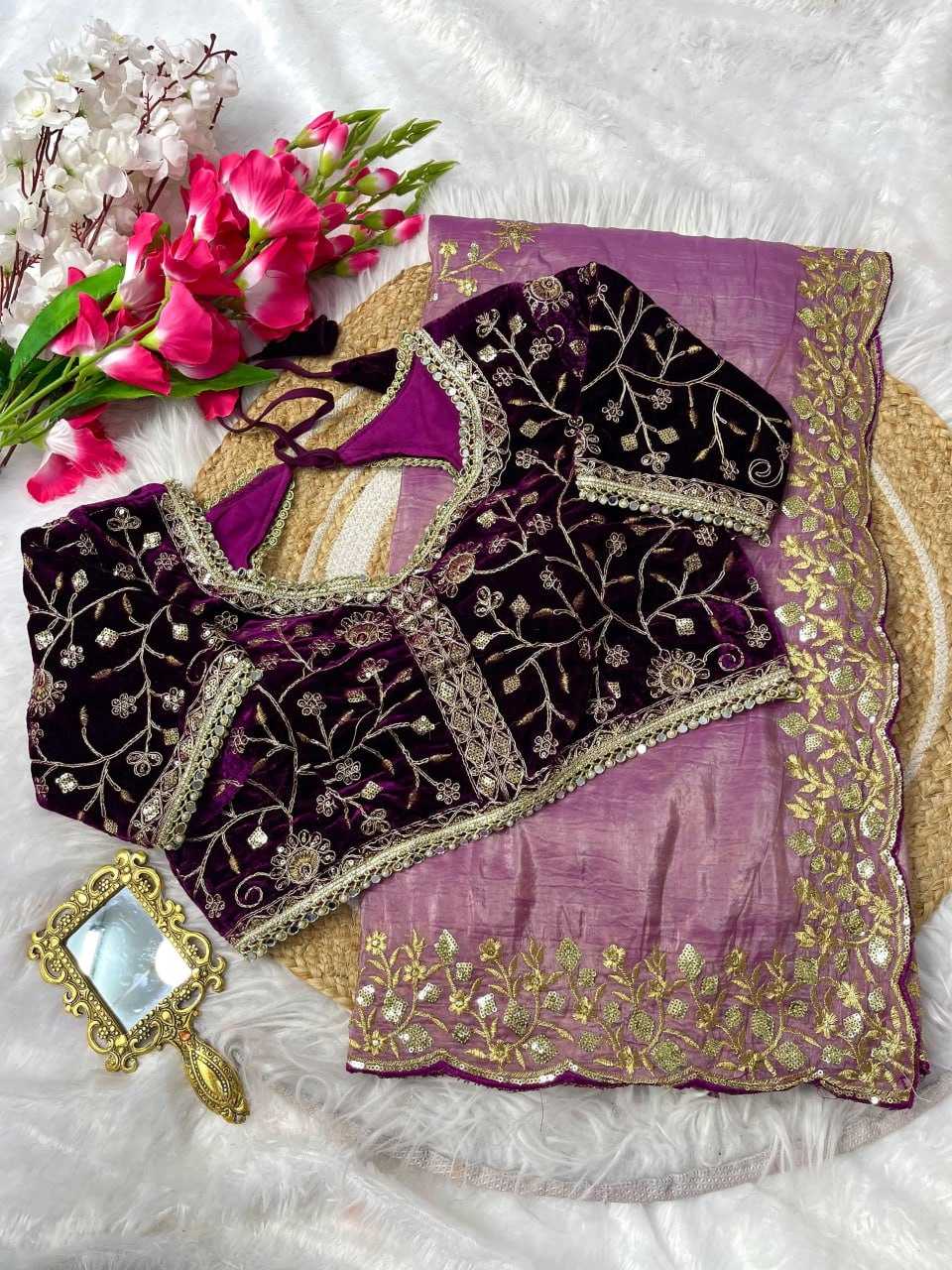 Soft Gold Crush Kesh184 Nazrat Sarees  Embroidered Sequence Zari Border Cutwork Sarees