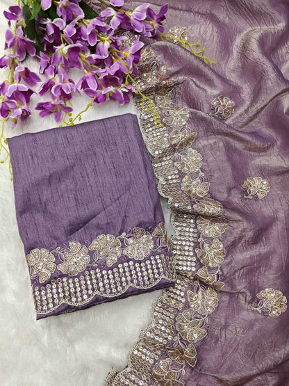 Soft Gold Crush Kesh189 Shiny Sarees  Fancy Sequence Embroidered Butta Cutwork Sarees