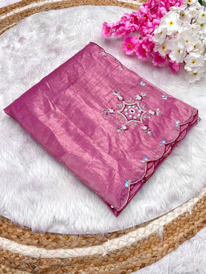 Soft Gold Crush Rin143 449 Sarees  Party Wear Fancy Hand Work Cutwork Sarees