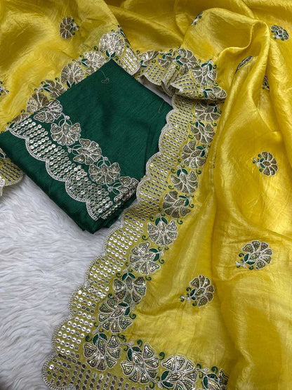 Soft Gold Crush Rin202 561 Sarees  Party Wear Sequence Embroidered Sarees