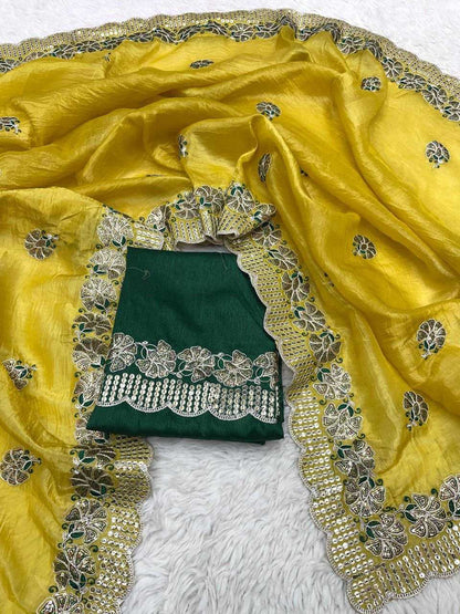 Soft Gold Crush Rin202 561 Sarees  Party Wear Sequence Embroidered Sarees