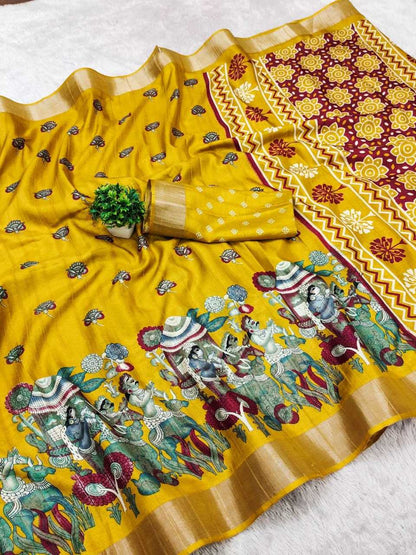 Soft Handloom Rin149 Mkd132 Silk Sarees  Handloom Silk Printed Silk Tussar Silk Sarees