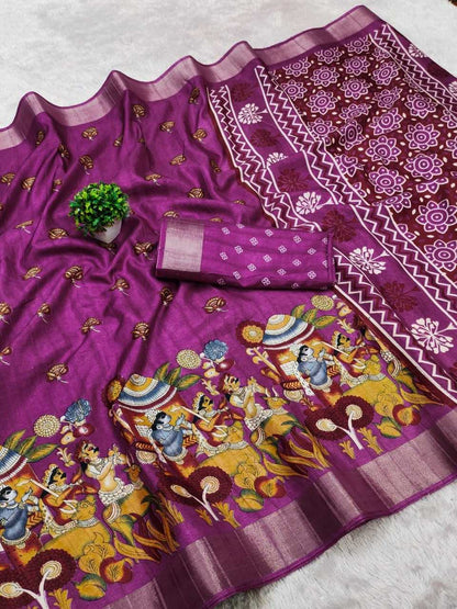 Soft Handloom Rin149 Mkd132 Silk Sarees  Handloom Silk Printed Silk Tussar Silk Sarees