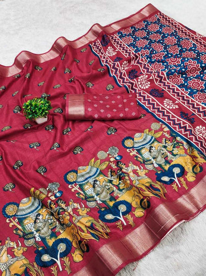 Soft Handloom Rin149 Mkd132 Silk Sarees  Handloom Silk Printed Silk Tussar Silk Sarees