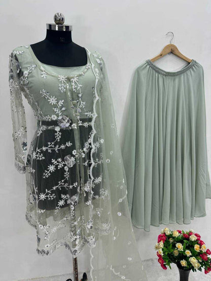 Soft Net Kesh140 175 Suits & Dresses  Embroidered Palazzo Ladies Party Wear Net Suits