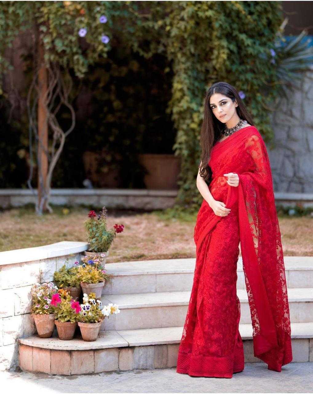 Soft Net Rin188 Dabangg7 Sarees  Party Wear Fancy Net Embroidered Chikan Sarees