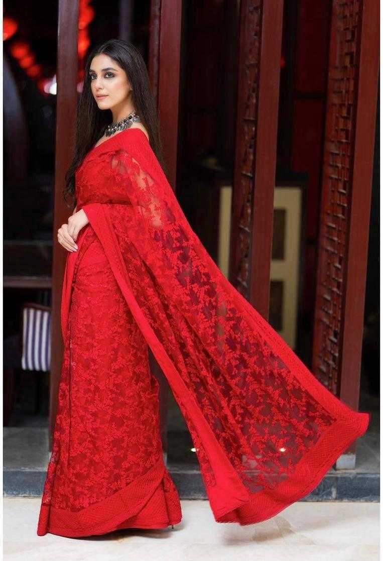 Soft Net Rin188 Dabangg7 Sarees  Party Wear Fancy Net Embroidered Chikan Sarees