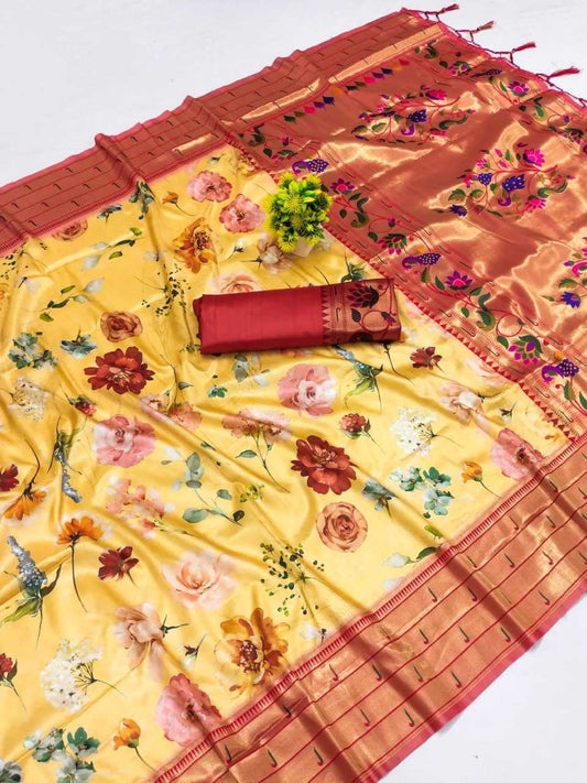 Soft Silk Kesh203 Mtw21 Silk Sarees  Paithani Soft Silk Printed Silk Pure Silk Sarees