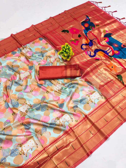 Soft Silk Kesh203 Mtw21 Silk Sarees  Paithani Soft Silk Printed Silk Pure Silk Sarees