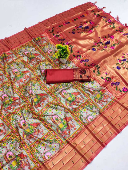 Soft Silk Kesh203 Mtw21 Silk Sarees  Paithani Soft Silk Printed Silk Pure Silk Sarees