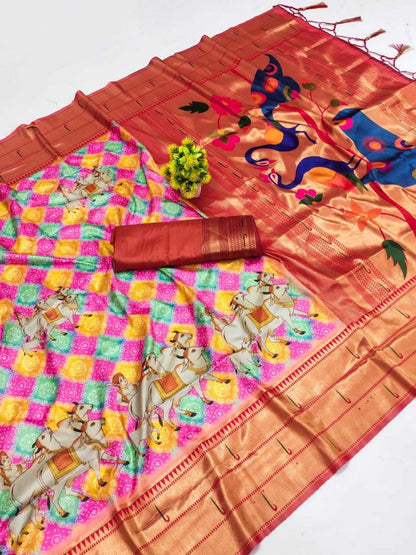 Soft Silk Kesh203 Mtw21 Silk Sarees  Paithani Soft Silk Printed Silk Pure Silk Sarees