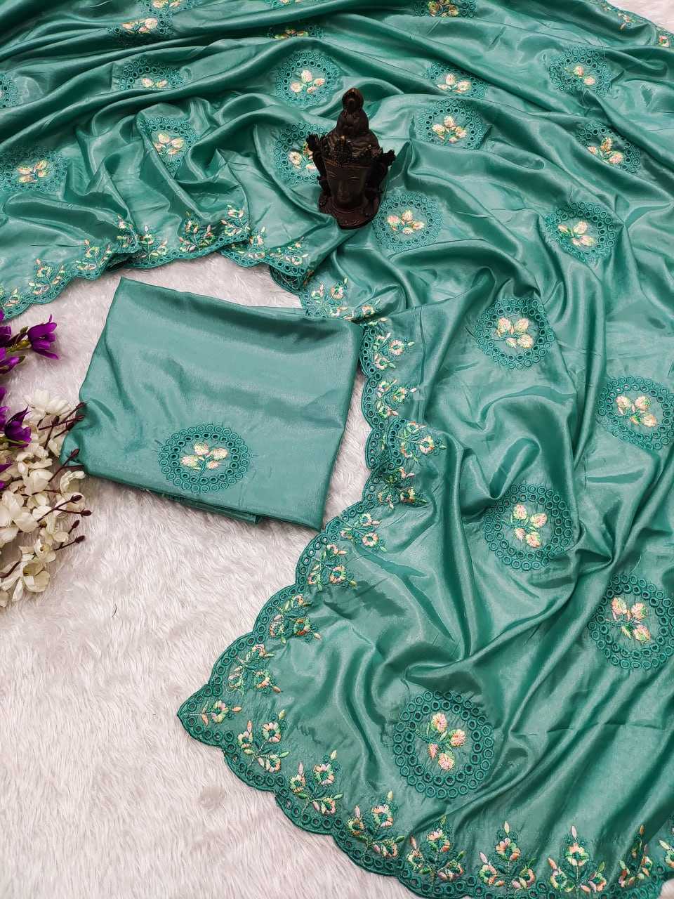 Soft Silk Rgk 30 Sarees  Fancy Embroidered Cutwork Sarees