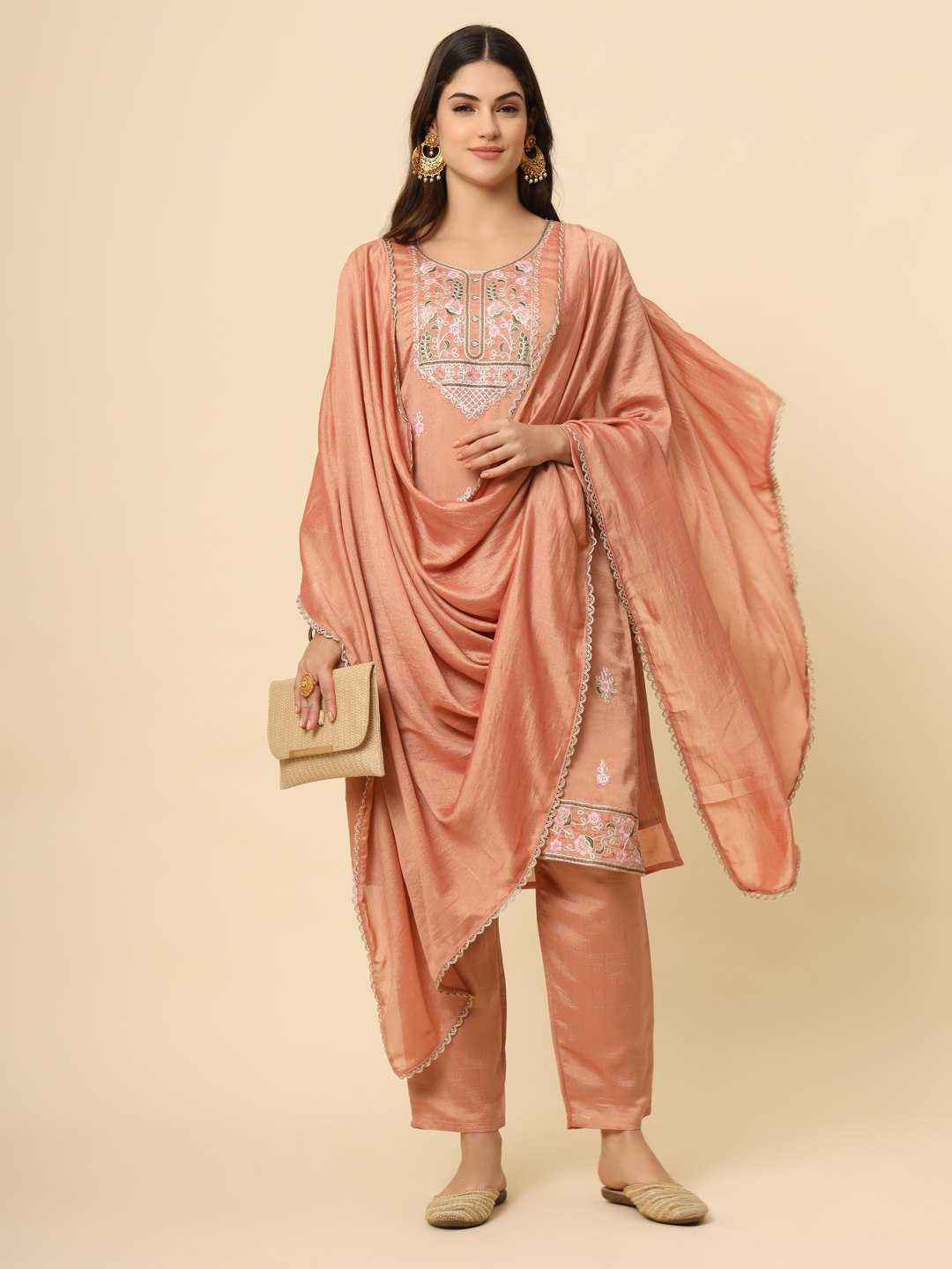 Soft Silk Rin188 Redbull Suits & Dresses  Ladies Silk Embroidered Long Kurtis Silk Suits