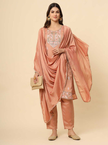 Soft Silk Rin188 Redbull Suits & Dresses  Ladies Silk Embroidered Long Kurtis Silk Suits