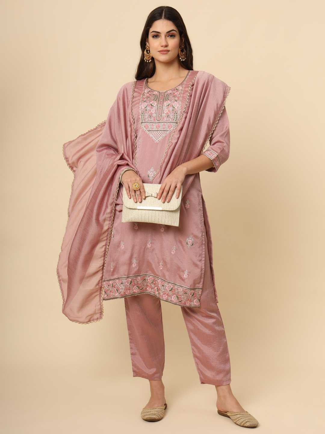 Soft Silk Rin188 Redbull Suits & Dresses  Ladies Silk Embroidered Long Kurtis Silk Suits