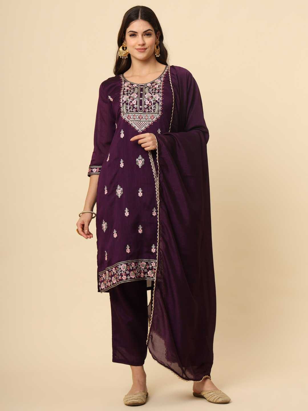 Soft Silk Rin188 Redbull Suits & Dresses  Ladies Silk Embroidered Long Kurtis Silk Suits