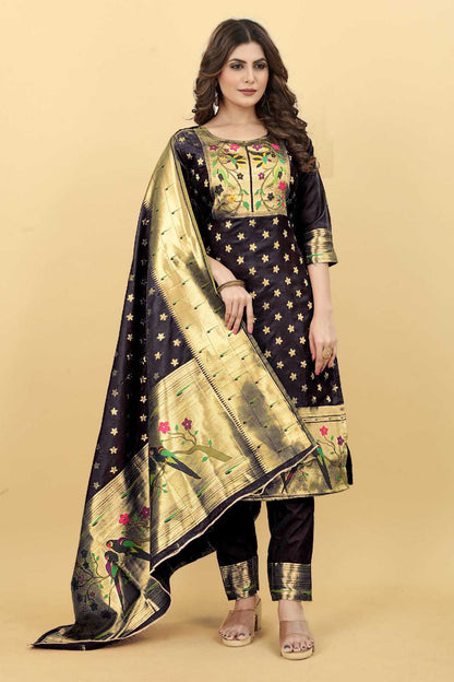 Soft Silk Rlh Apurva Paithani Suis & Dresses  Unstitched Suits