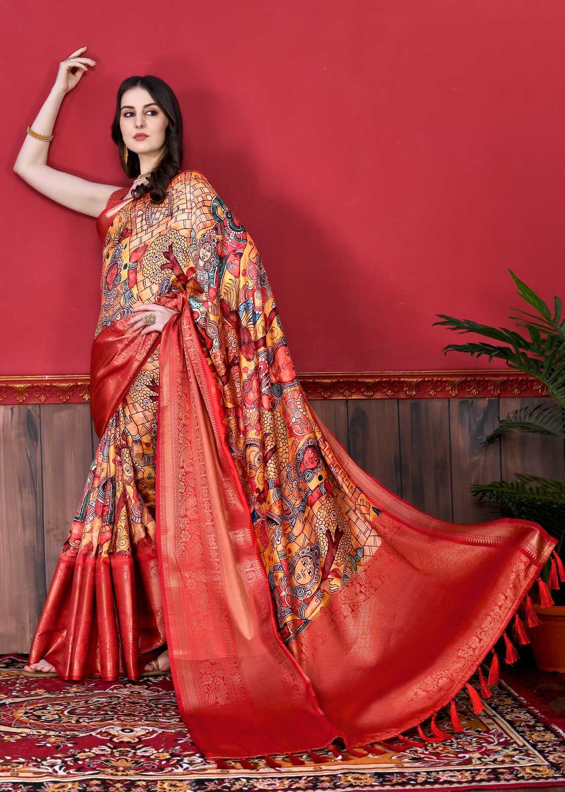 Soft Silk Rmnx 01 Sarees  Party Wear Printed Kalamkari Sarees