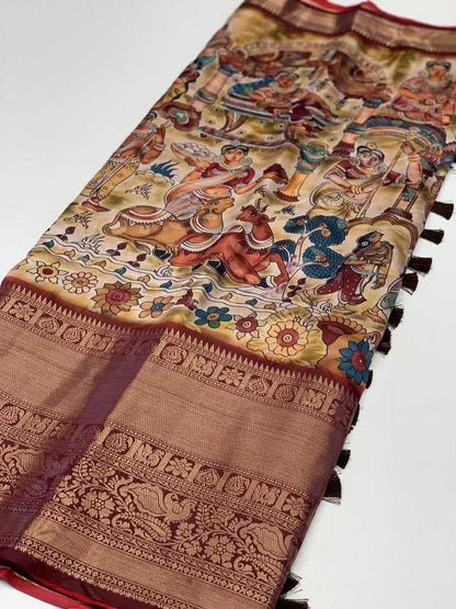 Soft Silk Rmnx 01 Sarees  Party Wear Printed Kalamkari Sarees