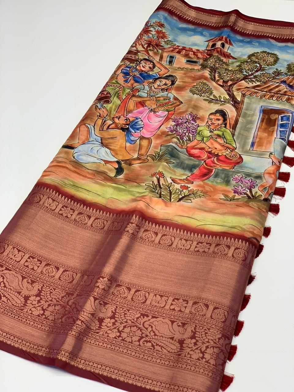 Soft Silk Rmnx 01 Sarees  Party Wear Printed Kalamkari Sarees