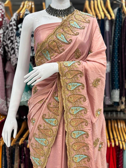 Soft Silk Rsrm 9052 Sarees  Embroidered Stone Work Zari Border Sarees