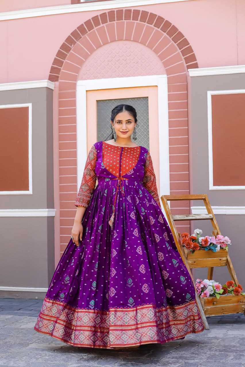 Soft Silk Rtr  Rangreen 2 Gowns  Printed Fancy Anarkali Gowns