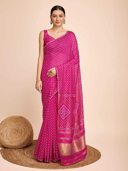 Soft Silk Rvr Bandhani Sarees  Printed Ladies Bandhani Bandhej Sarees