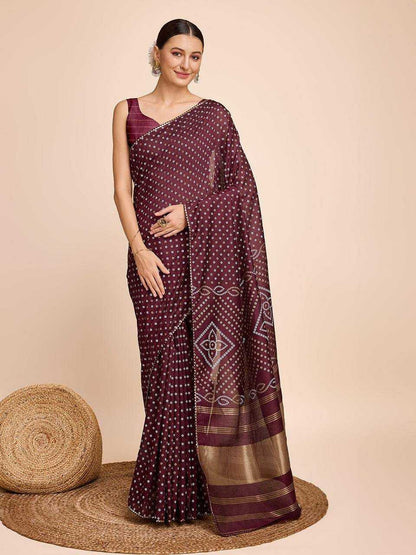 Soft Silk Rvr Bandhani Sarees  Printed Ladies Bandhani Bandhej Sarees