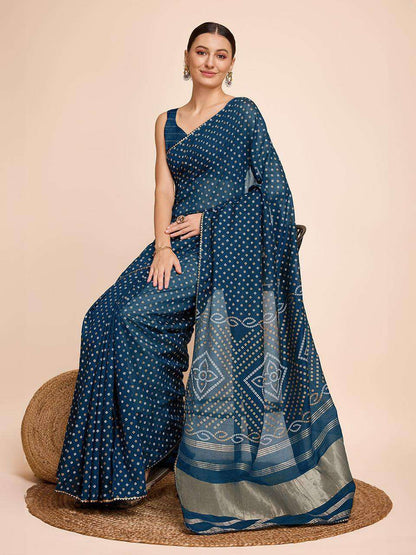 Soft Silk Rvr Bandhani Sarees  Printed Ladies Bandhani Bandhej Sarees