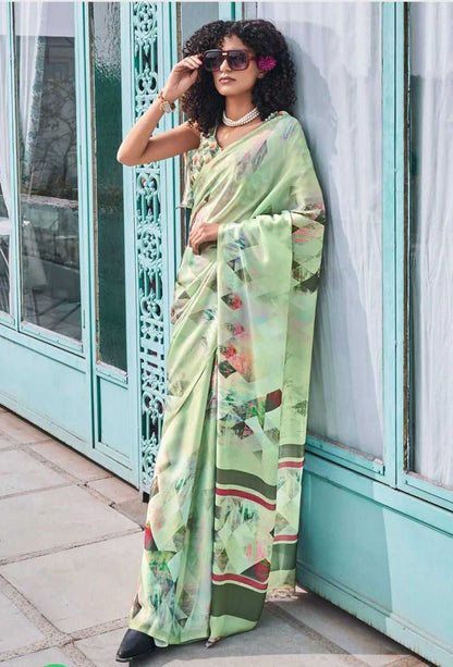 Soft Silk Vad 17 Sarees  Printed Ladies Crape Satin  Sarees E