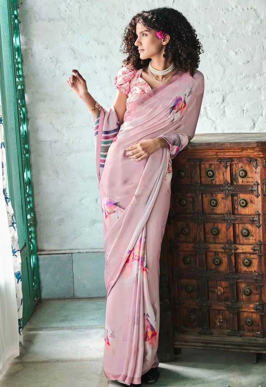 Soft Silk Vad 17 Sarees  Printed Ladies Crape Satin  Sarees E