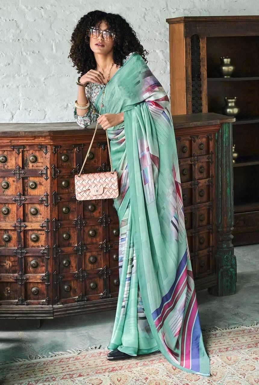 Soft Silk Vad 17 Sarees  Printed Ladies Crape Satin  Sarees E