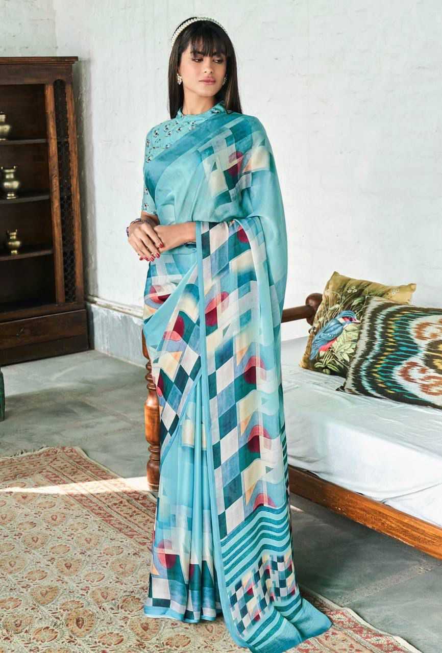 Soft Silk Vad 17 Sarees  Printed Ladies Crape Satin  Sarees E